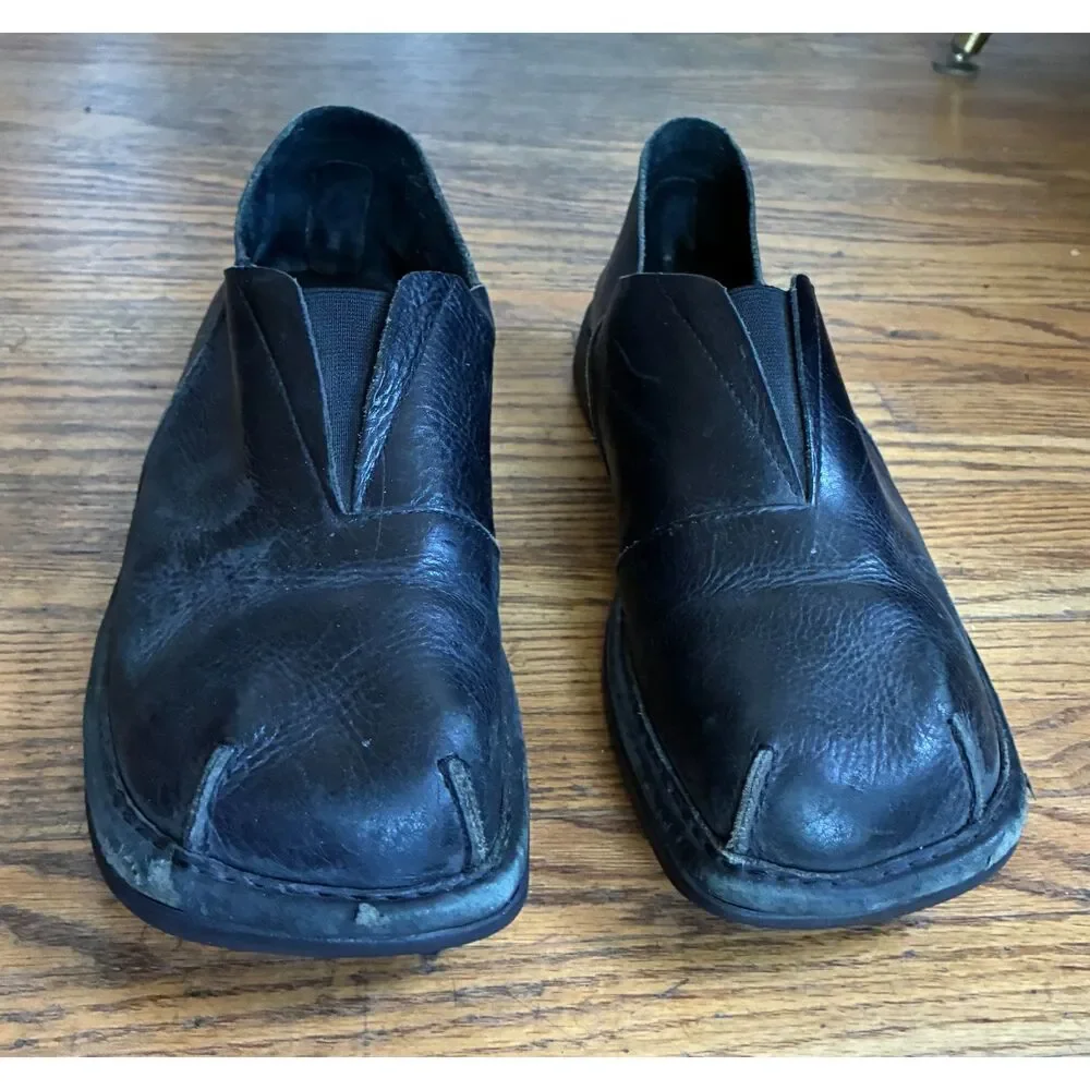 DIESEL Black Leather Square Toe Slip-On Casual Loafers Shoes   Men's Size 12